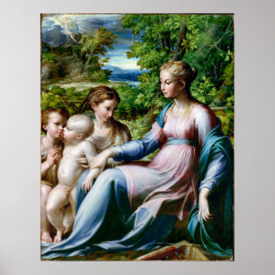 Poster Parmigianino Virgin and Child with St. John