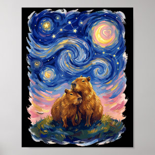 Poster Paródia de Arte do Casal de Capivaras da Noite Est
