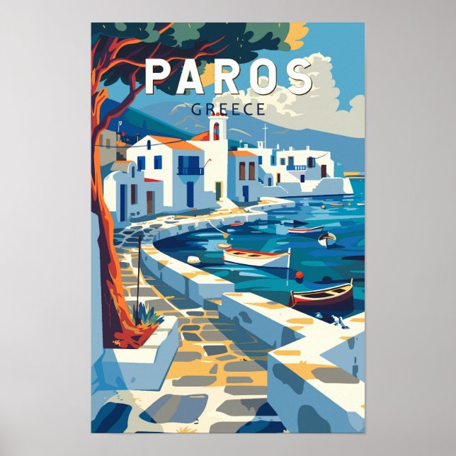 Poster Paros Grécia Viagem Arte Vintage (Frente)