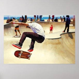 Pôster Parque concreto do conselho do skate do verão na