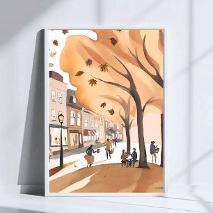 Poster Parque da Cidade de Outono   Arte em Aquarela de F