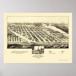Poster Parque de Asbury, mapa panorâmico de NJ - 1897