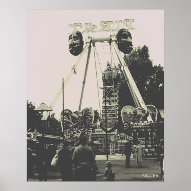 Poster Parque de diversões Vintage Áustria Viena Prater (Frente)