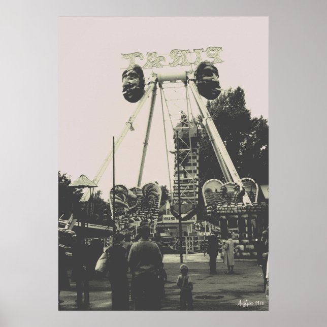 Poster Parque de diversões Vintage Austria Viena Prater (Frente)