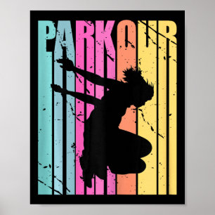 Poster Parque de Parkour Feminino Aniversário Parkour Ret