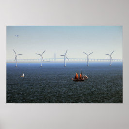 Poster Parque Eólico Middelgrunden, Oresund, Dinamarca