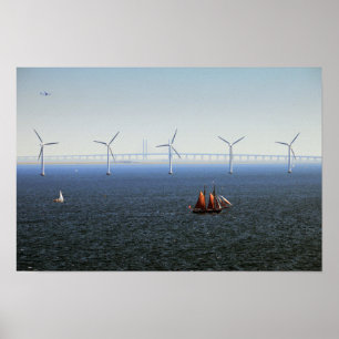Poster Parque Eólico Middelgrunden, Oresund, Dinamarca