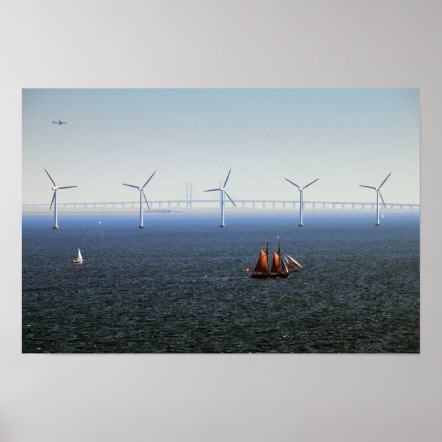 Poster Parque Eólico Middelgrunden, Oresund, Dinamarca (Frente)