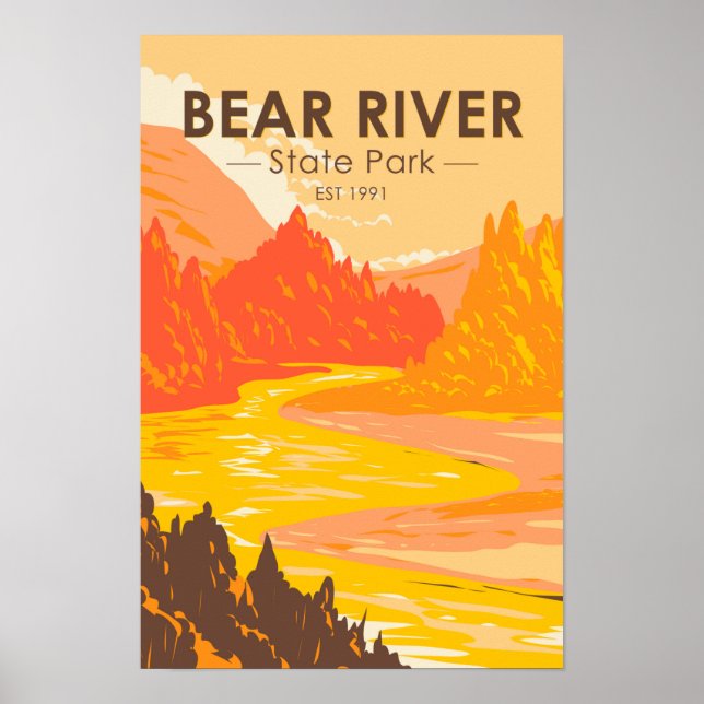 Poster Parque Estadual Bear River Wyoming Vintage  (Frente)