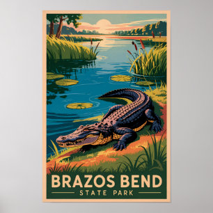 Poster Parque Estadual Brazos Bend Texas Viagem Arte Vint
