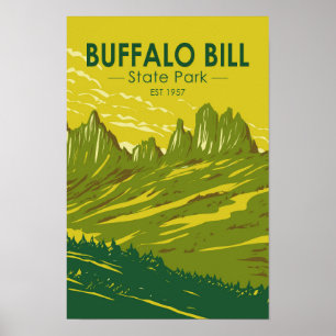 Poster Parque Estadual Buffalo Bill Wyoming Vintage