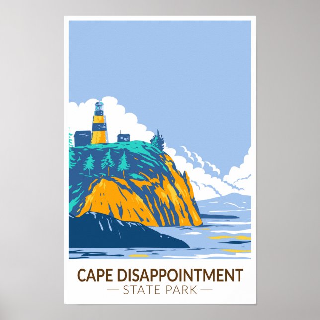 Poster Parque Estadual Cape Disappointment Washington Vin (Frente)