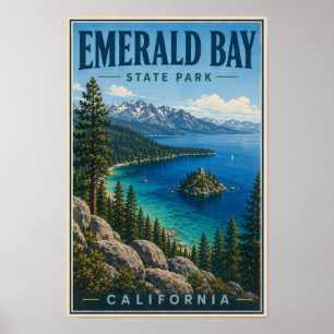 Poster Parque Estadual da Emerald Bay Ilustração Califórn