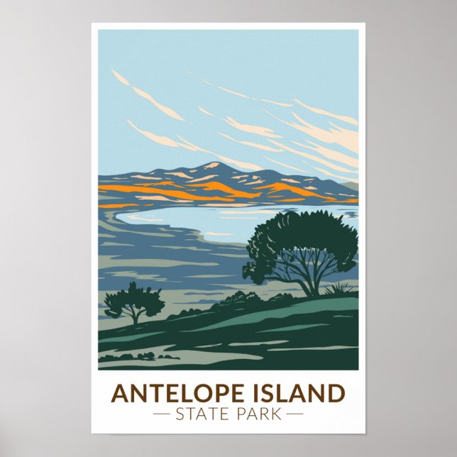 Poster Parque Estadual da Ilha Antelope Utah Vintage (Frente)