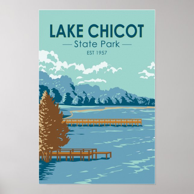Poster Parque Estadual do Lago Chicot Arkansas Vintage  (Frente)