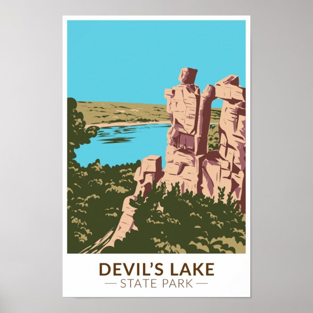 Poster Parque Estadual do Lago do Diabo, em Wisconsin Dev (Frente)