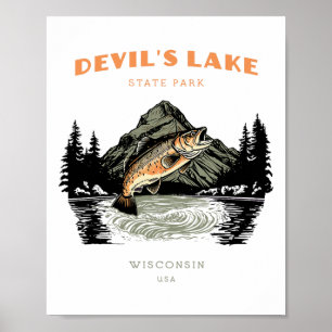 Poster Parque Estadual do Lago do Diabo Wisconsin Retro V