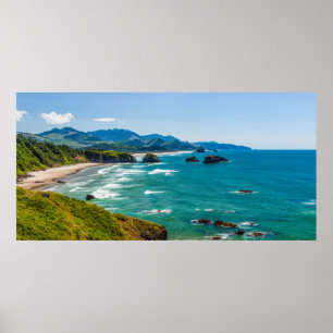 Pôster Parque Estadual Ecola, Oregon. Panorama de Crescen