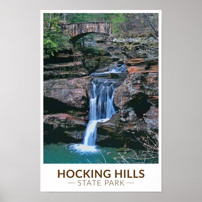 Poster Parque Estadual Hocking Hills Ohio Arte (Frente)