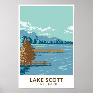Poster Parque Estadual Lake Scott Kansas Vintage