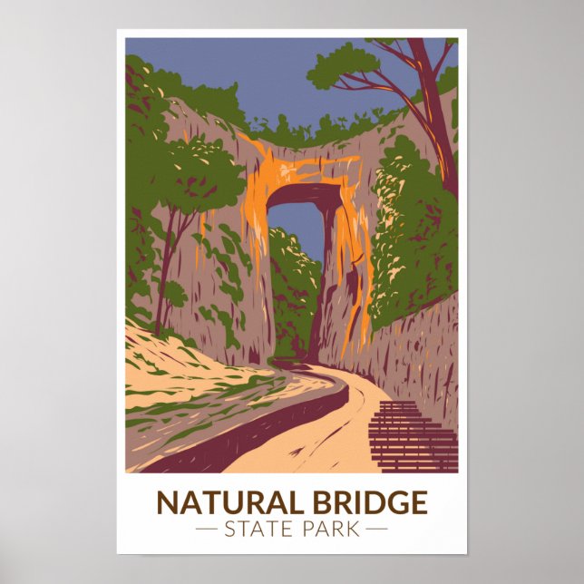 Poster Parque Estadual Natural Bridge Virgínia Antigo  (Frente)