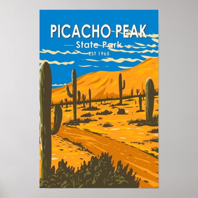 Poster Parque Estadual Pico Picacho Arizona Vintage  (Frente)