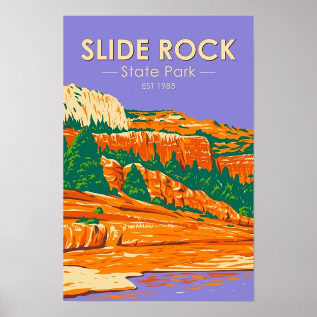 Poster Parque Estadual Slide Rock Arizona Vintage  (Frente)