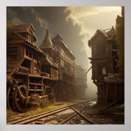 Poster Parque ferroviário antigo abandonado bonito