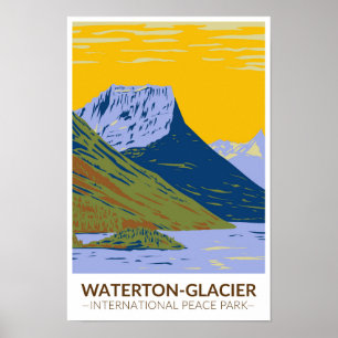 Poster Parque Internacional da Paz Waterton-Glacier Vinta