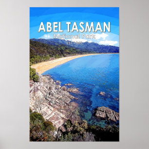 Poster Parque Nacional Abel Tasman Nova Zelândia Vintage
