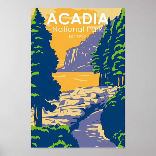 Poster Parque Nacional Acadia Bar Harbor Ocean Path (Frente)