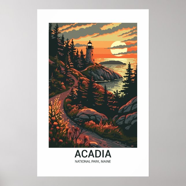 Poster Parque Nacional Acadia Maine USA Parques Nacionais (Frente)