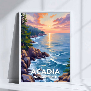 Poster Parque Nacional Acadia Pintura de Viagem de Arte