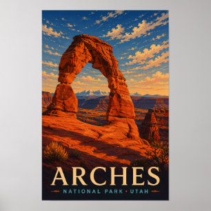 Poster Parque Nacional Arches Utah Viagem em Xilogravura