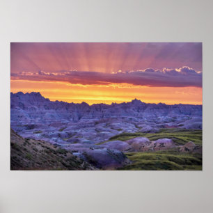 Poster Parque Nacional Badlands ao Pôr do Sol, Dakota do