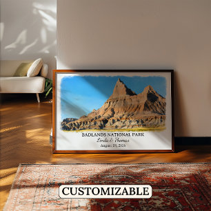Poster Parque Nacional Badlands Dakota do Sul, Aquarela