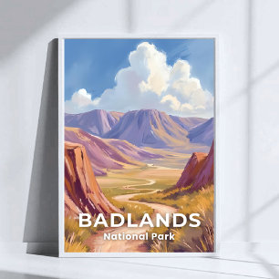 Poster Parque Nacional Badlands Dakota do Sul Viagem Arte