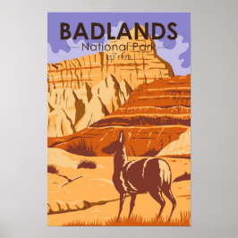 Poster Parque Nacional Badlands Dakota do Sul Vintage