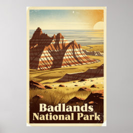 Poster Parque Nacional Badlands Retro