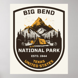 Poster Parque Nacional Big Bend Atividades ao Ar Livre e