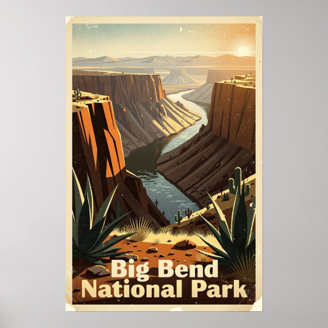 Poster Parque Nacional Big Bend Retro (Frente)
