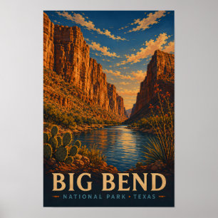 Poster Parque Nacional Big Bend Texas Modern Xilogravura