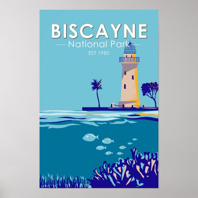Poster Parque Nacional Biscayne Boca Chita Key Vintage (Frente)
