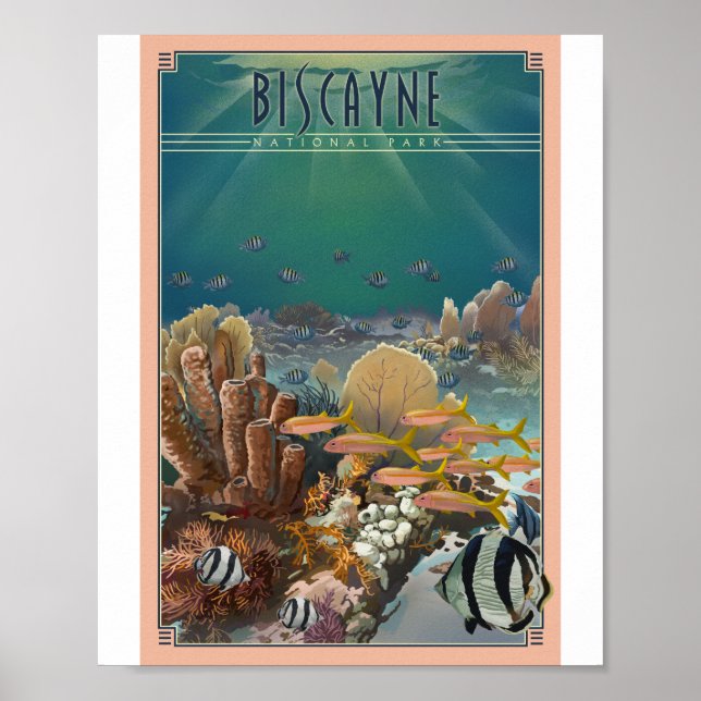 Poster Parque Nacional Biscayne Litho Trabalho de arte Po (Frente)