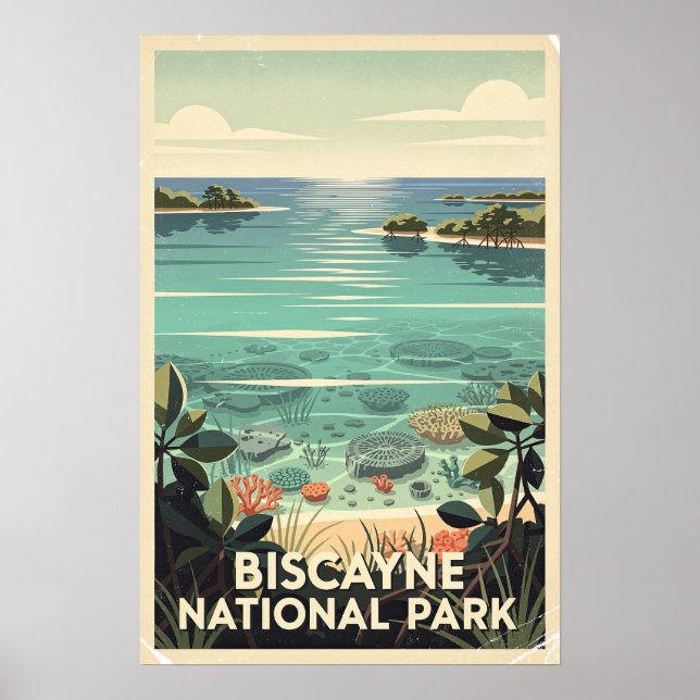 Poster Parque Nacional Biscayne Retro (Frente)