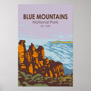 Poster Parque Nacional Blue Mountains Austrália Vintage