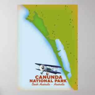 Poster Parque nacional Canunda mapa da Austrália Meridion
