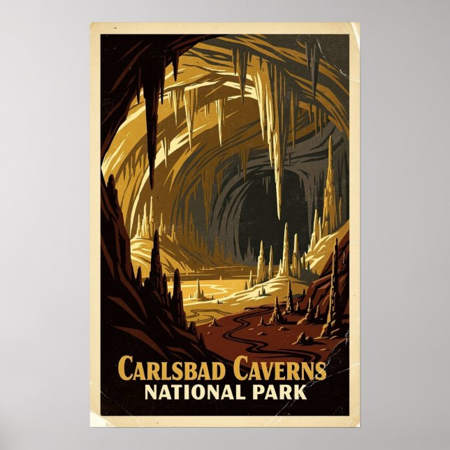 Poster Parque Nacional Carlsbad Caverns Retro (Frente)