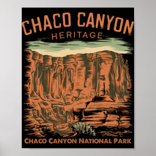 Poster Parque Nacional Chaco Canyon Pueblo Indígena Novo