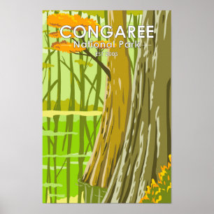 Poster Parque Nacional Congaree Carolina do Sul Arte Vint